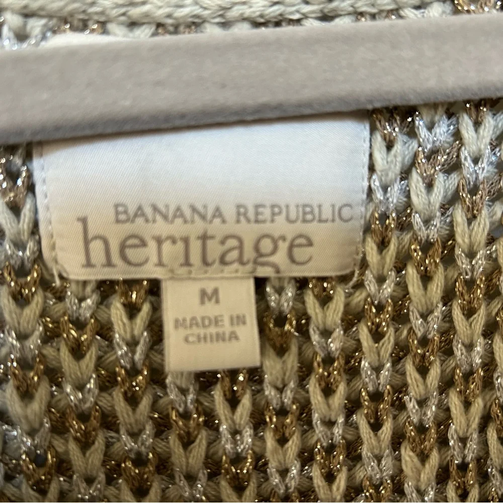 Banana Republic Heritage metallic knit short sleeve sweater shirt top sz M